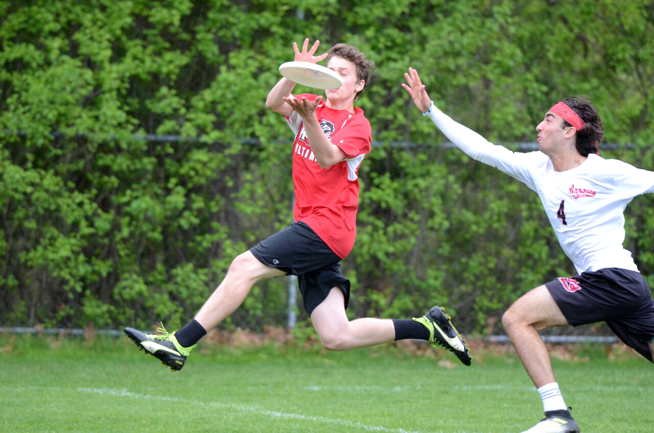 A strong Holliston Ultimate Frisbee Team fell short of its goal this year, but Coach Chris Levasseur has high hopes for next year’s young team, which will lose 14 seniors. Shown player Alex Naya. Photo by Elizabeth Crews.