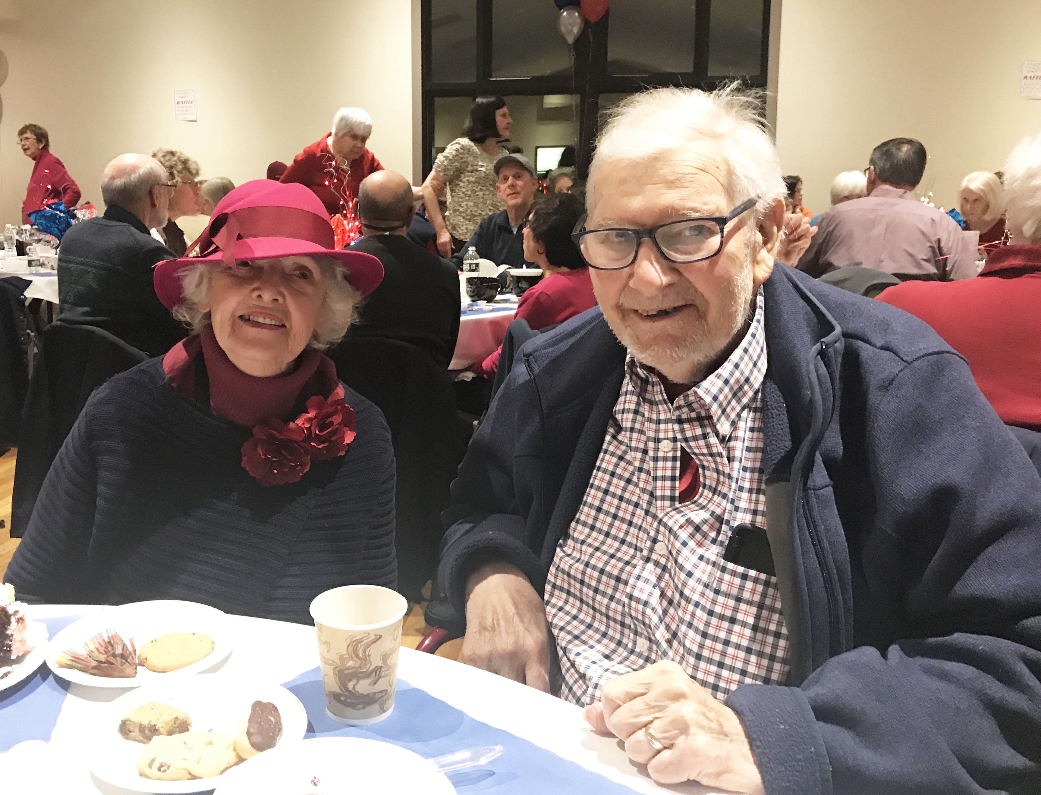 At its most recent SOUPerBowl fundraiser, the Holliston Pantry Shelf honored one of its four founders, Sylvia Stickney, shown here with her husband, Bill, for her 28 years of devotion to the organization.