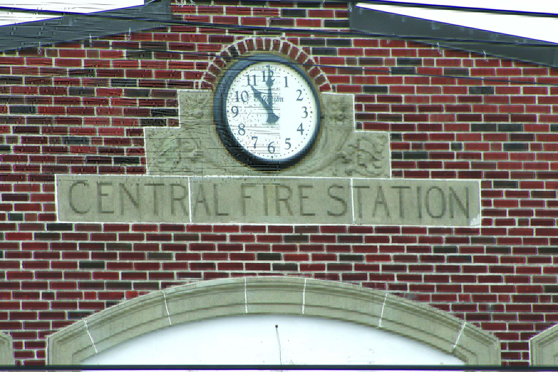The Telechron clock on the downtown fire station can be seen day and night by hundreds of people driving through town.
